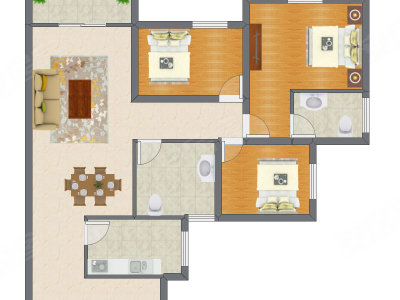 3室2厅 87.18平米