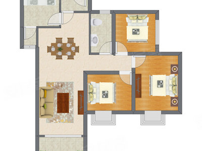 3室2厅 83.69平米户型图