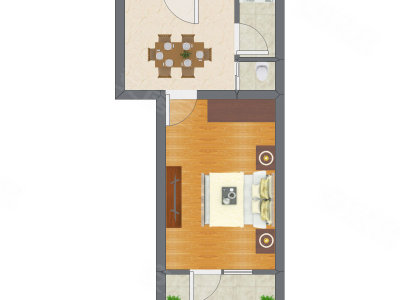1室1厅 36.52平米户型图