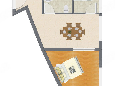 1室1厅 49.85平米户型图