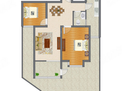2室2厅 83.75平米
