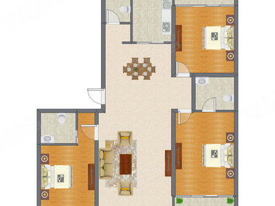 3室2厅 190.00平米户型图