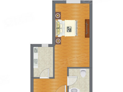 1室0厅 39.96平米户型图