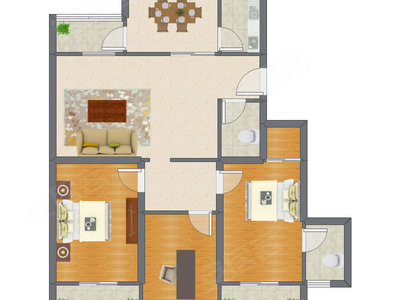 3室2厅 123.64平米