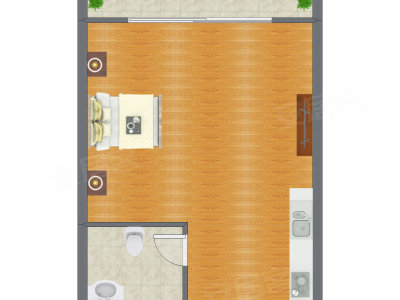 1室0厅 42.84平米户型图