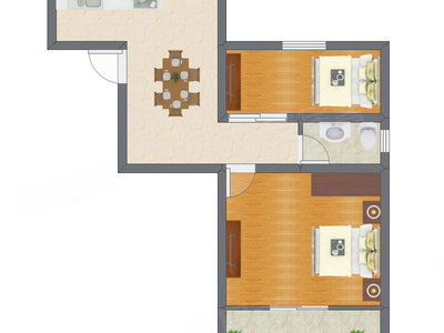 1室1厅 47.60平米户型图