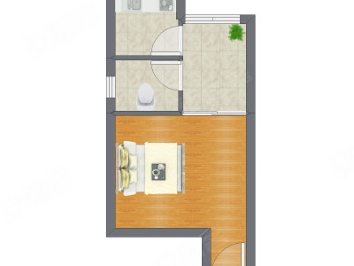 1室0厅 32.64平米户型图