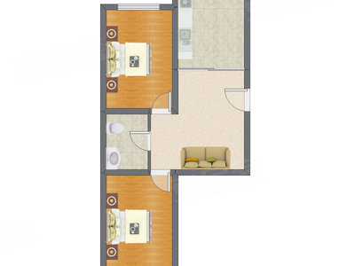 2室1厅 75.39平米户型图