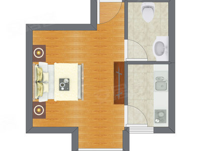 1室0厅 21.50平米户型图