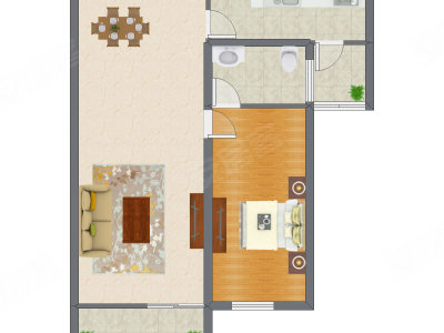 1室2厅 96.90平米户型图