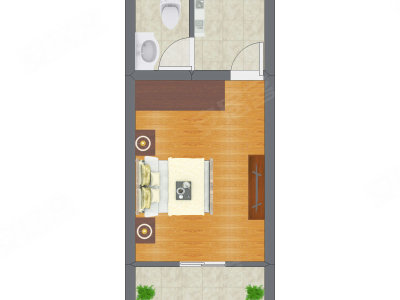1室0厅 36.03平米户型图