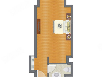 1室0厅 43.50平米户型图
