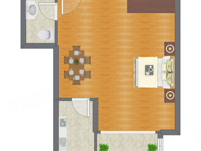 1室0厅 65.62平米户型图