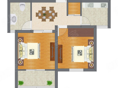 2室1厅 41.65平米