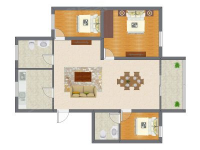 3室2厅 105.03平米户型图