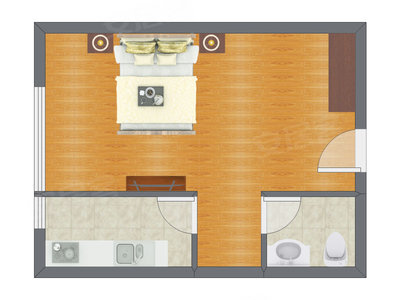 1室0厅 32.95平米户型图