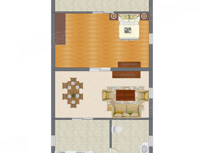 1室2厅 72.68平米户型图
