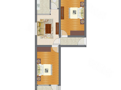2室2厅 73.65平米户型图