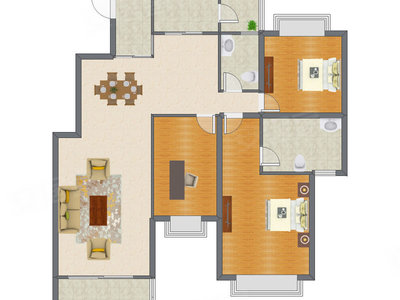 3室2厅 164.00平米