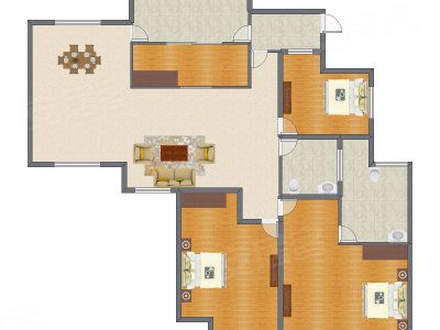 3室2厅 205.30平米户型图
