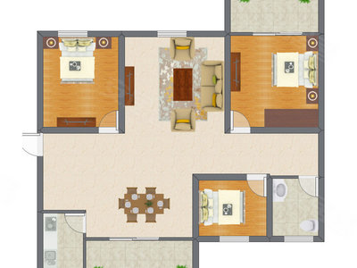 3室2厅 100.01平米