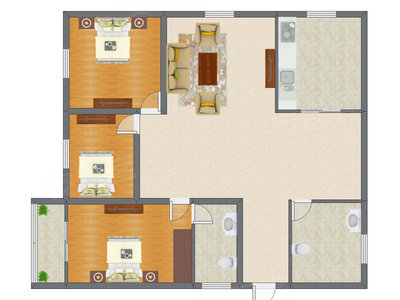 3室1厅 123.59平米