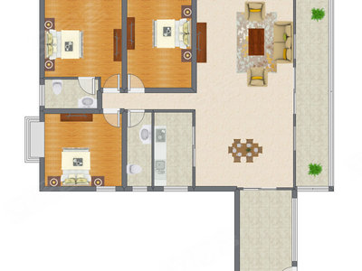 3室2厅 157.52平米