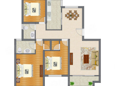 3室2厅 135.88平米户型图