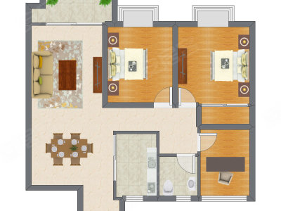 3室2厅 91.00平米户型图