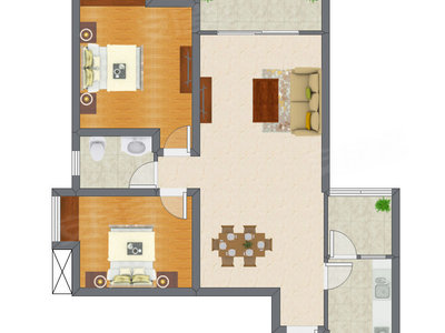 2室2厅 79.89平米