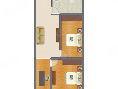 2室1厅 51.77平米
