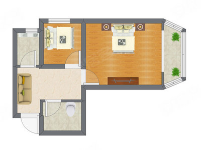 2室1厅 53.18平米户型图