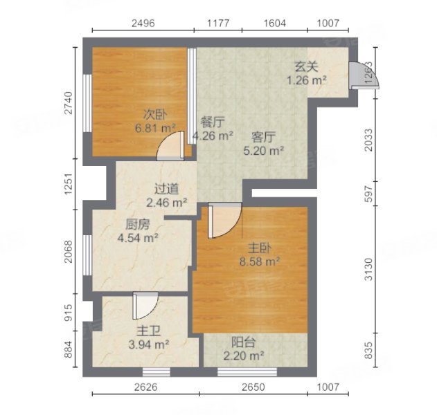 万马商业广场2室2厅1卫66.17㎡南55万