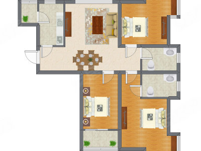 3室2厅 109.00平米户型图