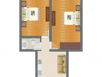 2室1厅 70.00平米户型图