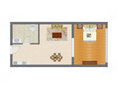 1室2厅 46.00平米户型图