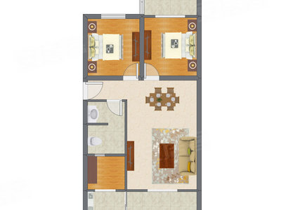 2室2厅 81.40平米户型图