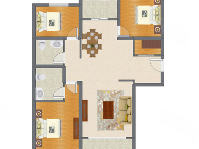 3室2厅 134.69平米户型图