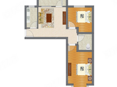 2室1厅 80.69平米