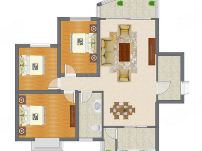 3室2厅 87.06平米