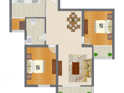 2室2厅 113.47平米户型图