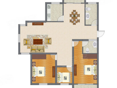 3室2厅 128.17平米