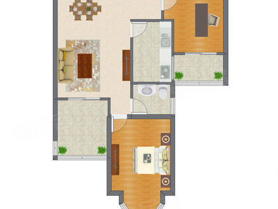 2室2厅 85.90平米户型图