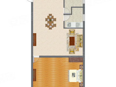1室1厅 82.80平米户型图