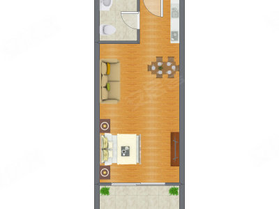 1室0厅 48.20平米户型图