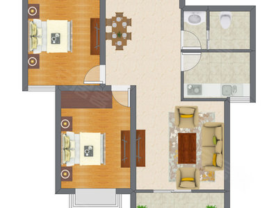 2室2厅 95.34平米户型图