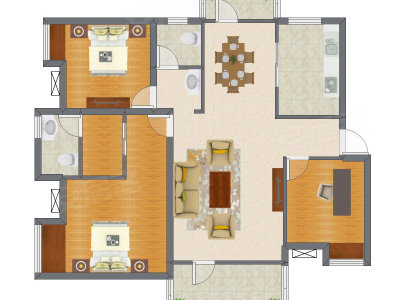 3室2厅 135.22平米户型图