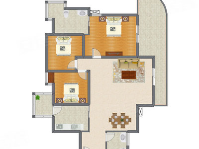 3室2厅 125.64平米