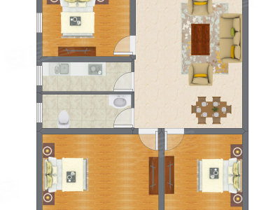 3室1厅 75.50平米