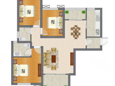 3室2厅 105.69平米